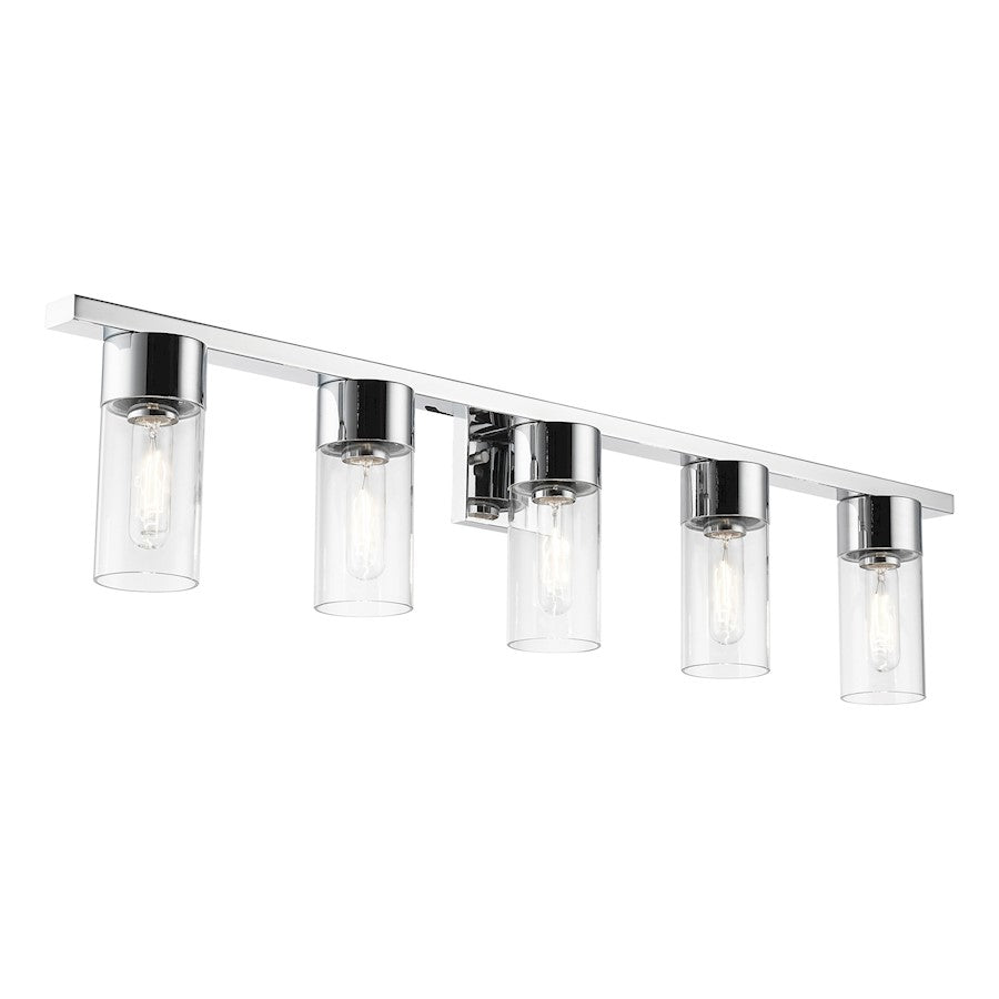 Livex Carson 5 Light Vanity Sconce, Polished Chrome/Clear