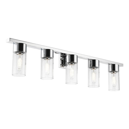 Livex Carson 5 Light Vanity Sconce, Polished Chrome/Clear
