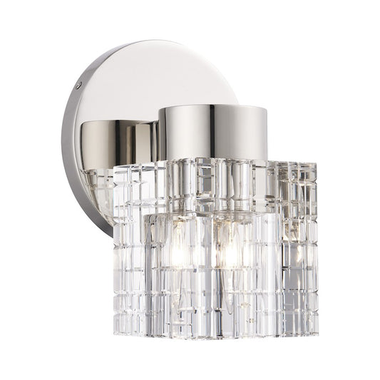 Livex Rotterdam 1 Light Crystal Single Sconce, Nickel/Crystal