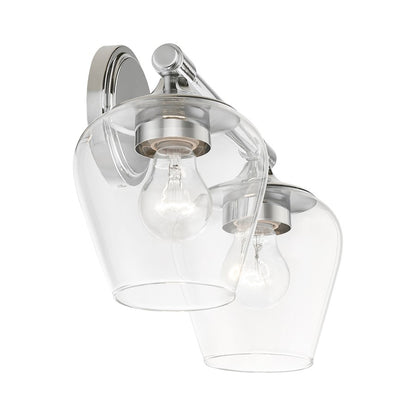 Livex Willow 2 Light Vanity Sconce, Polished Chrome/Clear
