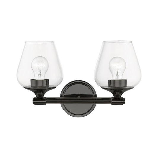 Livex Willow 2 Light Vanity Sconce, Black Chrome/Clear
