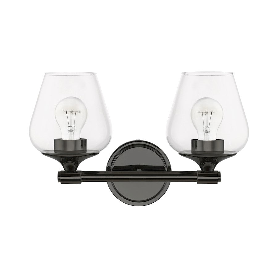Livex Willow 2 Light Vanity Sconce, Black Chrome/Clear