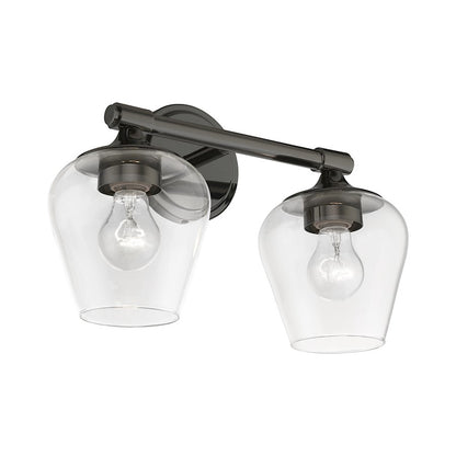Livex Willow 2 Light Vanity Sconce, Black Chrome/Clear