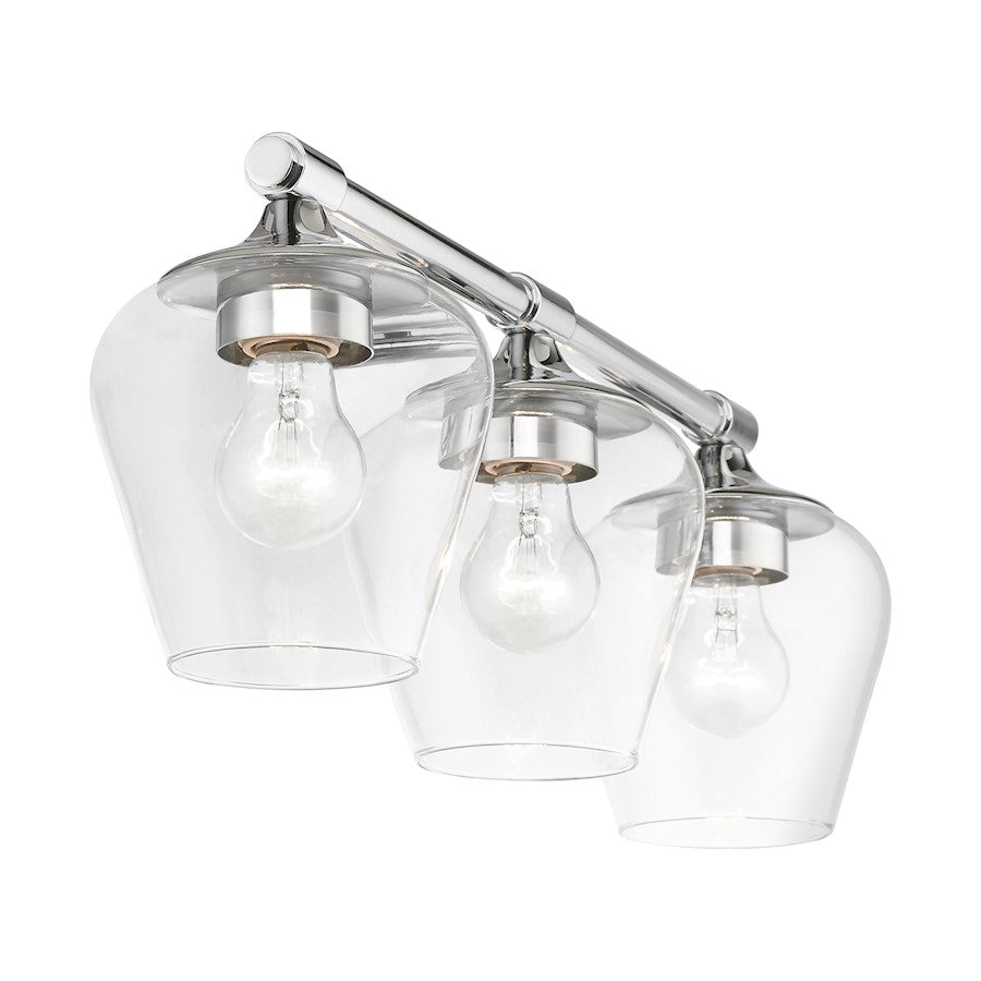 Livex Willow 3 Light Vanity Sconce, Polished Chrome/Clear