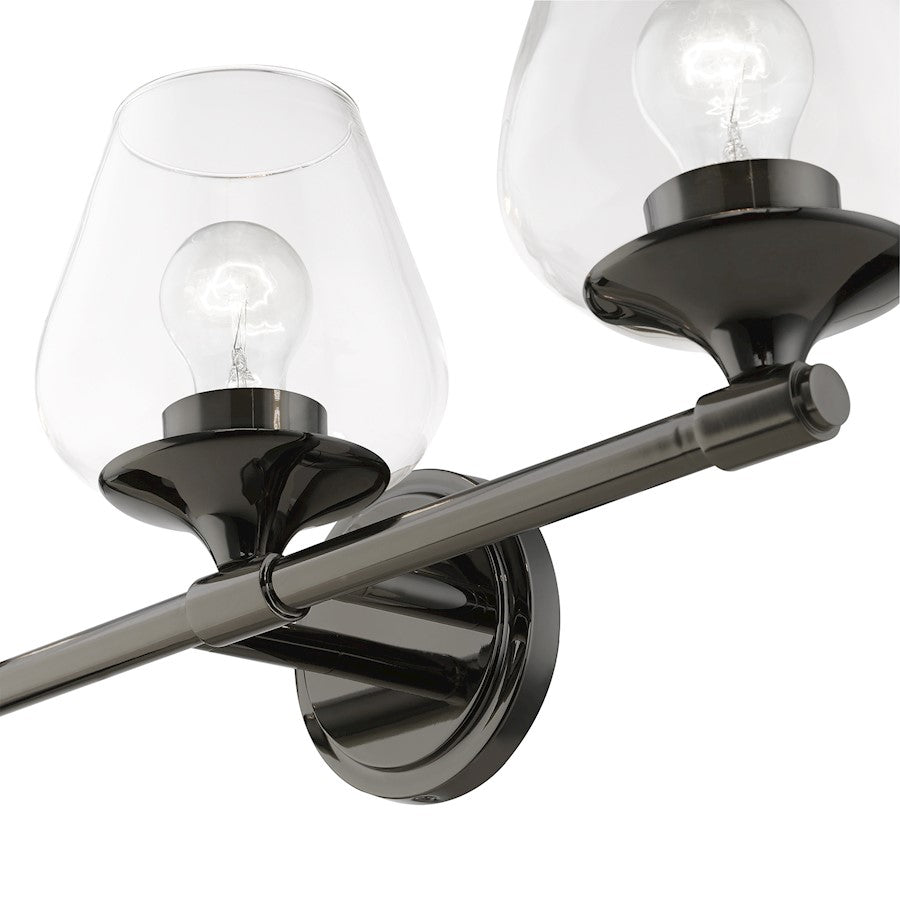 Livex Willow 3 Light Vanity Sconce, Black Chrome/Clear