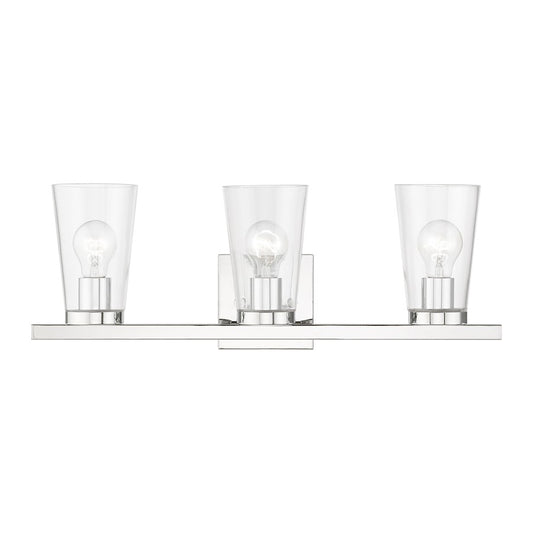 Livex Cityview 3 Light Vanity Sconce, Polished Chrome/Clear