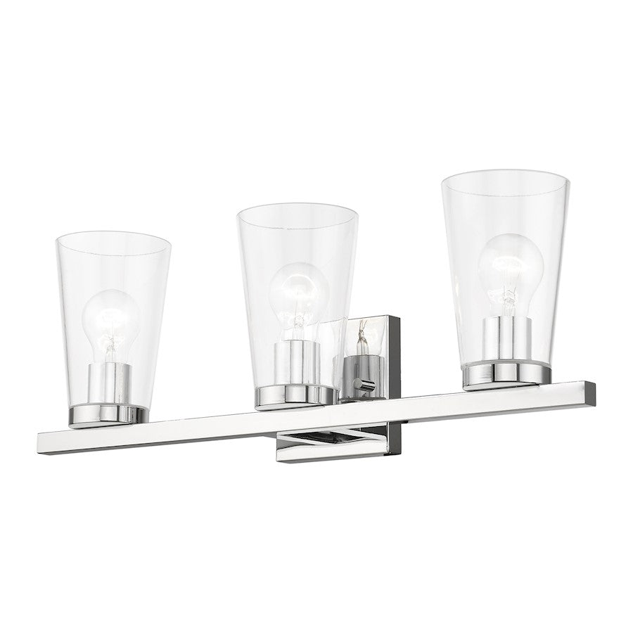 Livex Cityview 3 Light Vanity Sconce, Polished Chrome/Clear