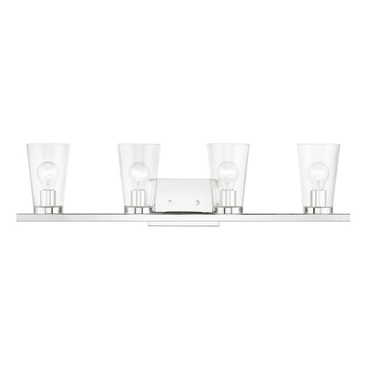 Livex Cityview 4 Light Large Vanity Sconce, Polished Chrome/Clear