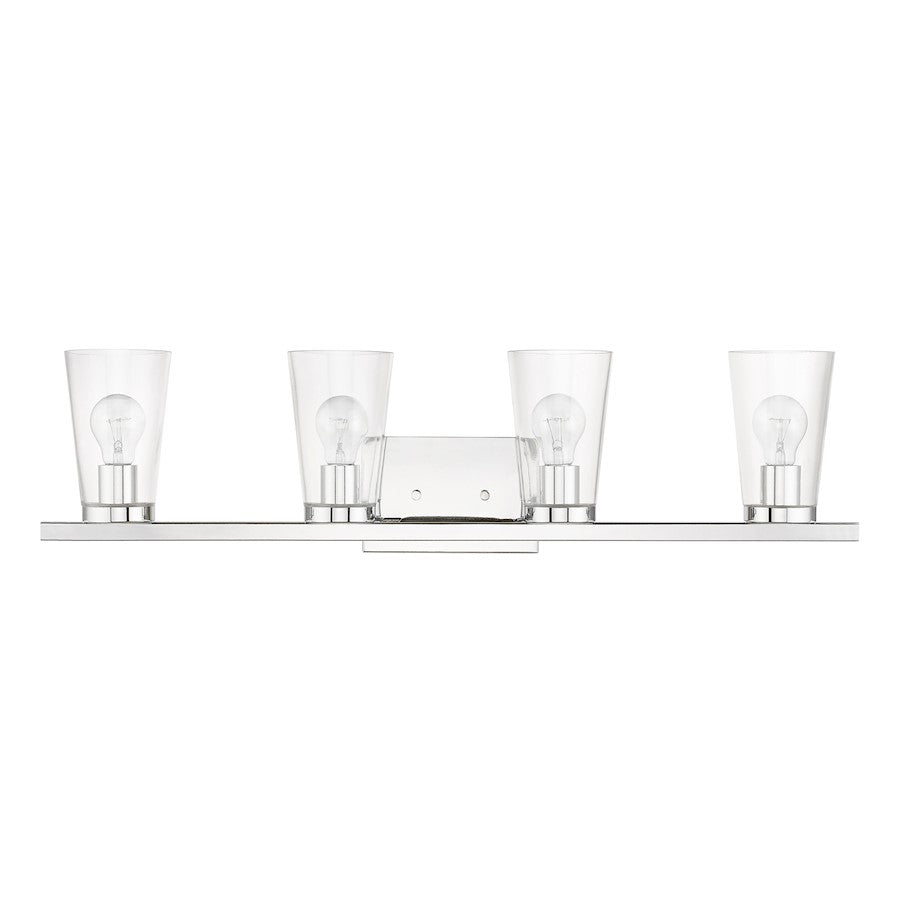 Livex Cityview 4 Light Large Vanity Sconce, Polished Chrome/Clear