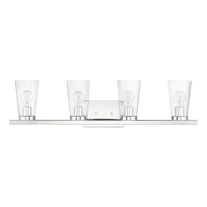 Livex Cityview 4 Light Large Vanity Sconce, Polished Chrome/Clear