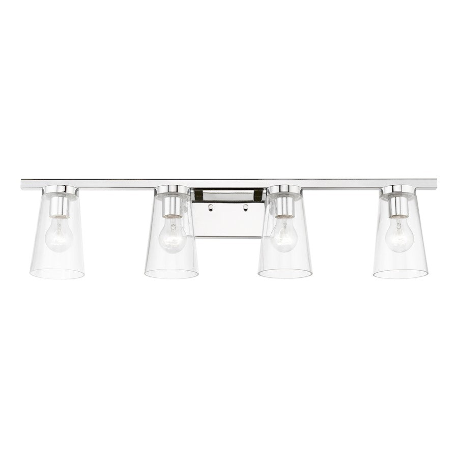 Livex Cityview 4 Light Large Vanity Sconce, Polished Chrome/Clear