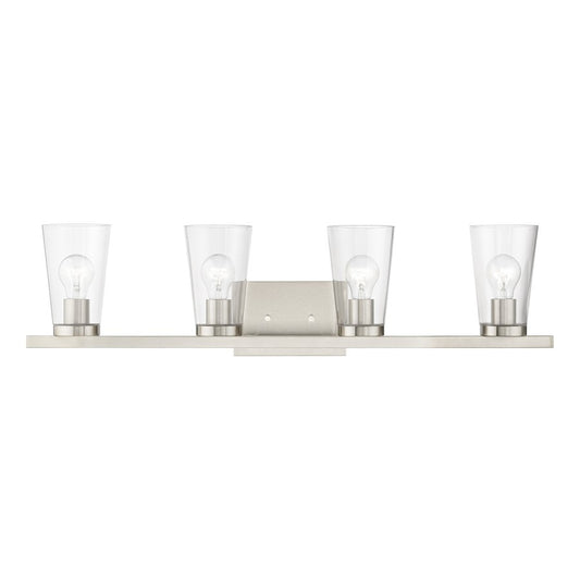 Livex Cityview 4 Light Large Vanity Sconce, Brushed Nickel/Clear