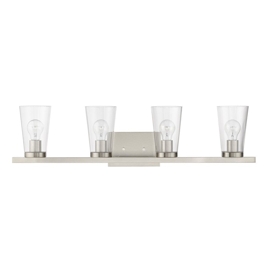 Livex Cityview 4 Light Large Vanity Sconce, Brushed Nickel/Clear
