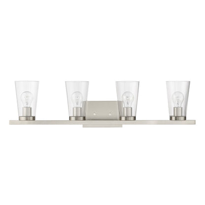 Livex Cityview 4 Light Large Vanity Sconce, Brushed Nickel/Clear