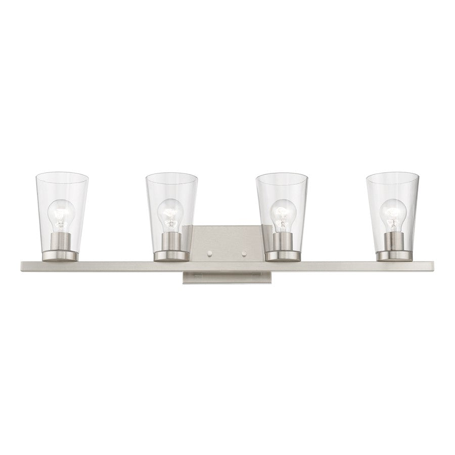 Livex Cityview 4 Light Large Vanity Sconce, Brushed Nickel/Clear