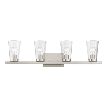 Livex Cityview 4 Light Large Vanity Sconce, Brushed Nickel/Clear