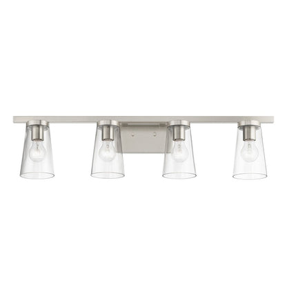 Livex Cityview 4 Light Large Vanity Sconce, Brushed Nickel/Clear