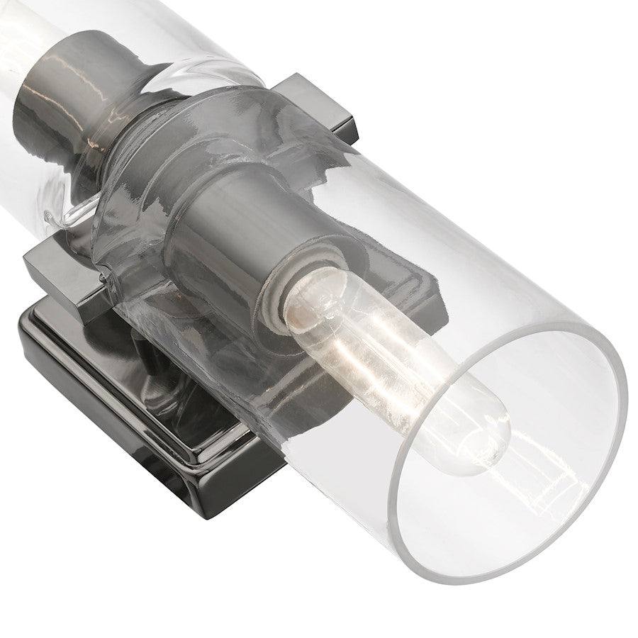 Livex Clarion 2 Light Vanity Sconce, Black Chrome/Clear