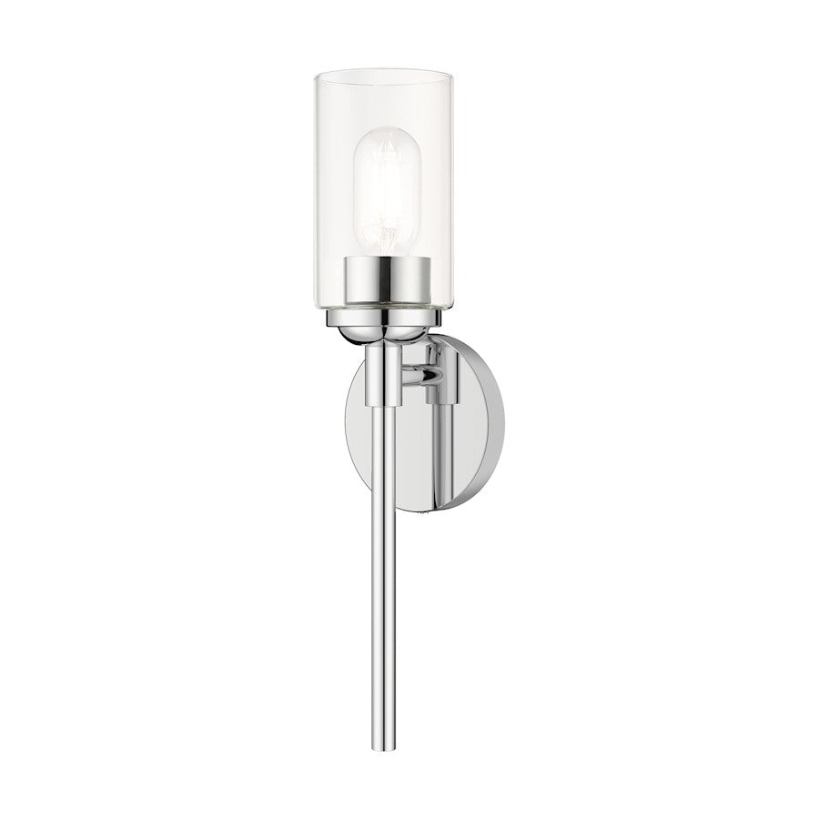 Livex Whittier 1 Light Single ADA Sconce, Chrome/Hand Blown Clear