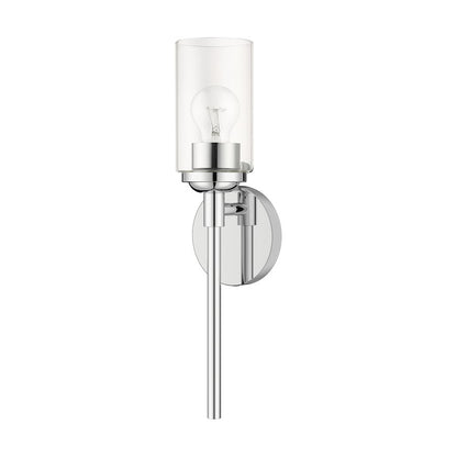 Livex Whittier 1 Light Single ADA Sconce, Chrome/Hand Blown Clear