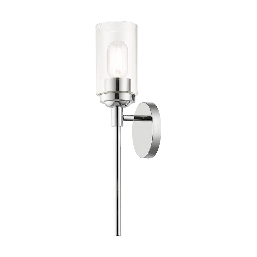 Livex Whittier 1 Light Single ADA Sconce, Chrome/Hand Blown Clear