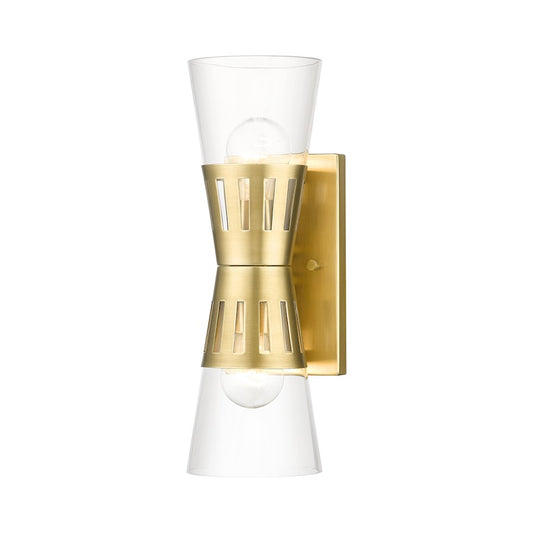 Livex Bennington 2 Light Sconce, Natural Brass/Clear