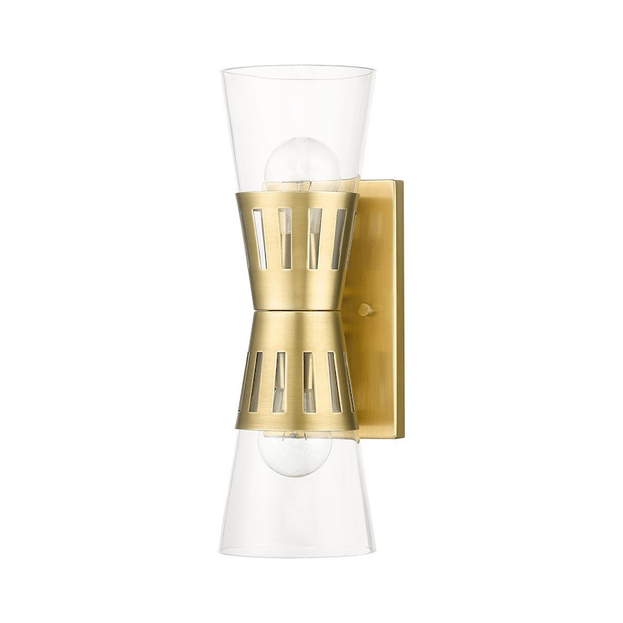 Livex Bennington 2 Light Sconce, Natural Brass/Clear