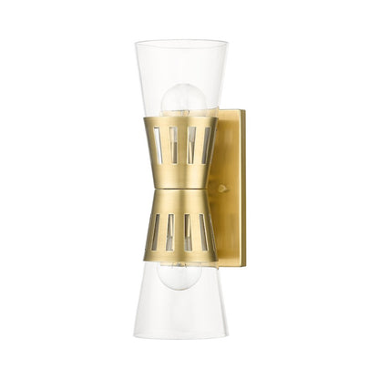 Livex Bennington 2 Light Sconce, Natural Brass/Clear