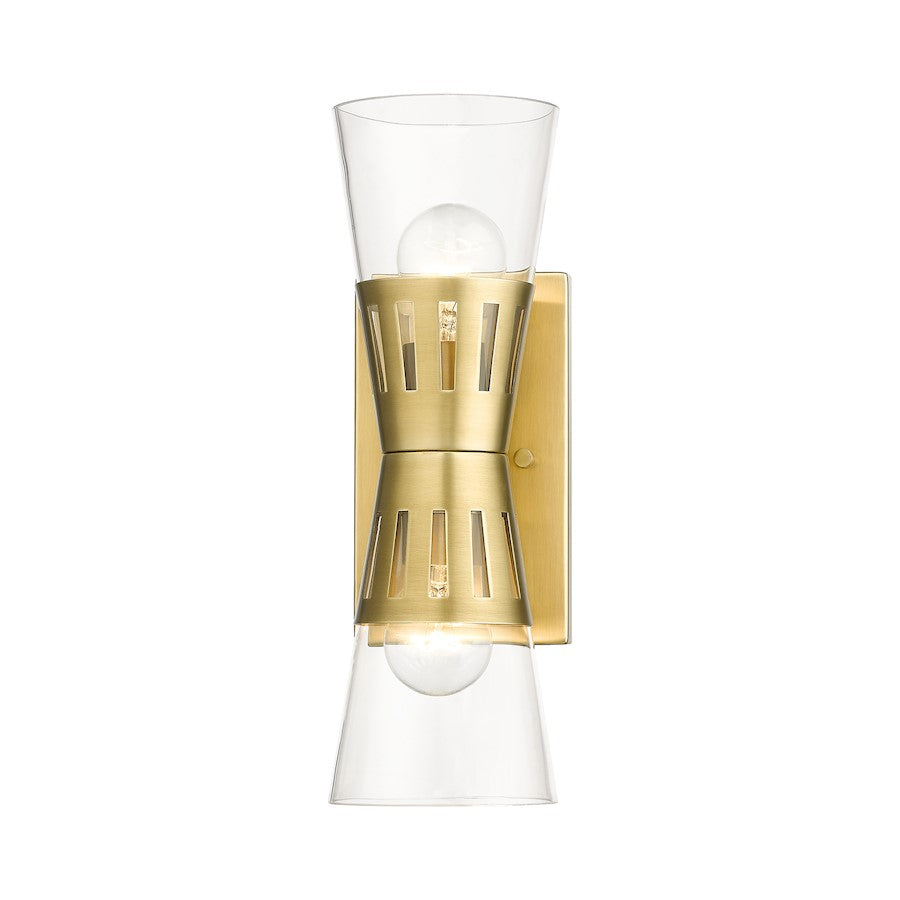 Livex Bennington 2 Light Sconce, Natural Brass/Clear