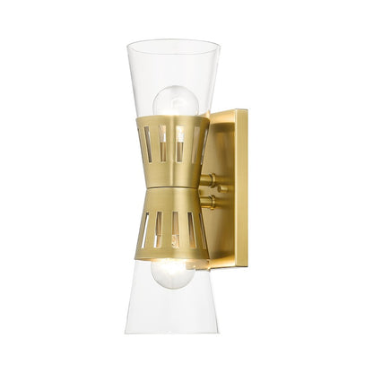 Livex Bennington 2 Light Sconce, Natural Brass/Clear
