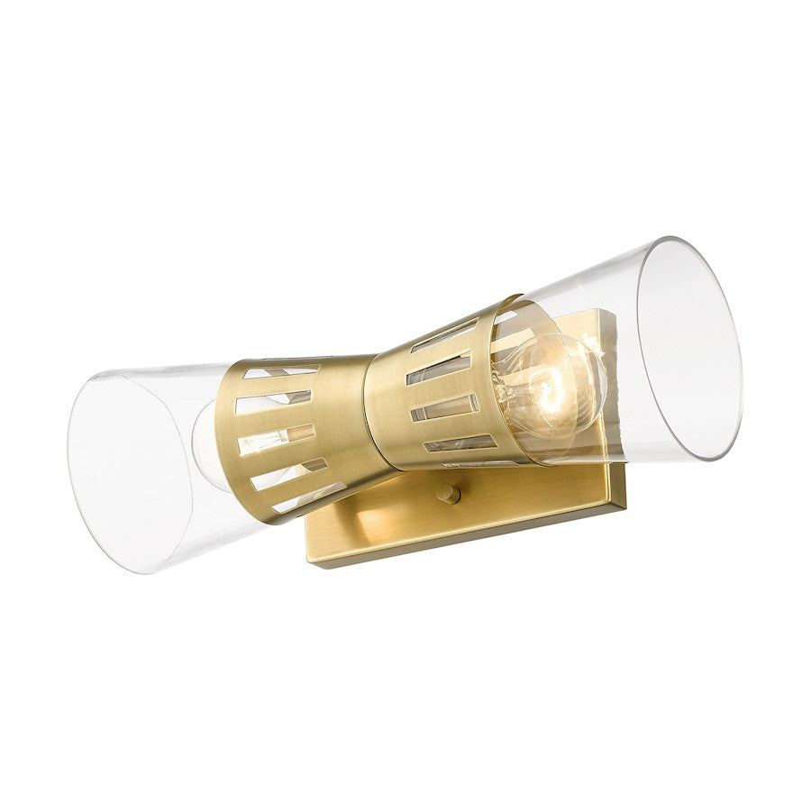 Livex Bennington 2 Light Sconce, Natural Brass/Clear