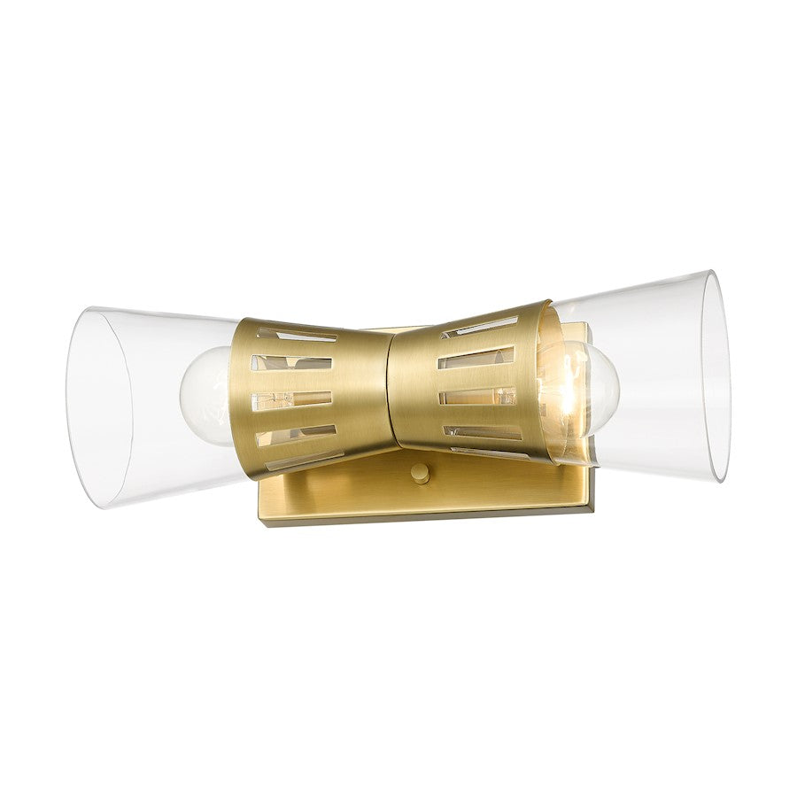 Livex Bennington 2 Light Sconce, Natural Brass/Clear