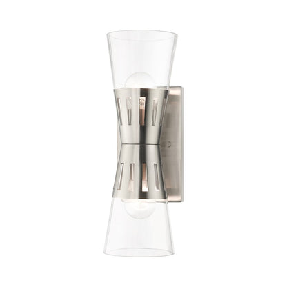 Livex Bennington 2 Light Sconce, Nickel/Clear
