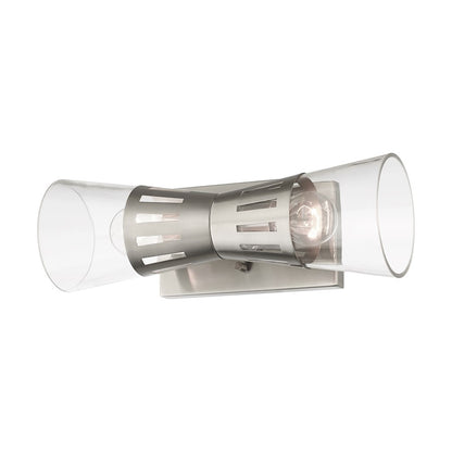 Livex Bennington 2 Light Sconce, Nickel/Clear