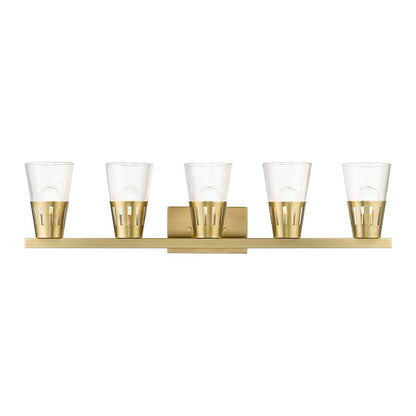 Livex Bennington 5 Lt Large Vanity, Natural Brass/Clear