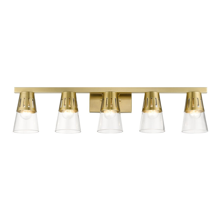 Livex Bennington 5 Lt Large Vanity, Natural Brass/Clear