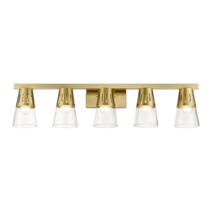 Livex Bennington 5 Lt Large Vanity, Natural Brass/Clear