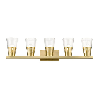 Livex Bennington 5 Lt Large Vanity, Natural Brass/Clear