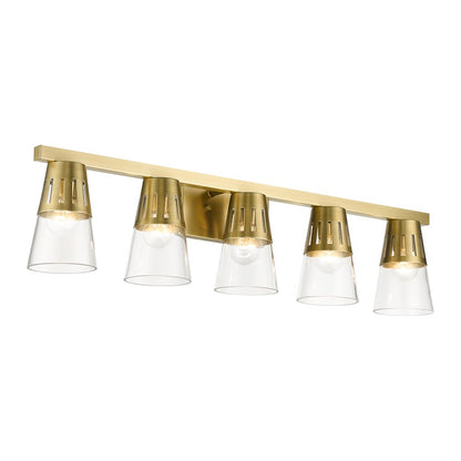 Livex Bennington 5 Lt Large Vanity, Natural Brass/Clear