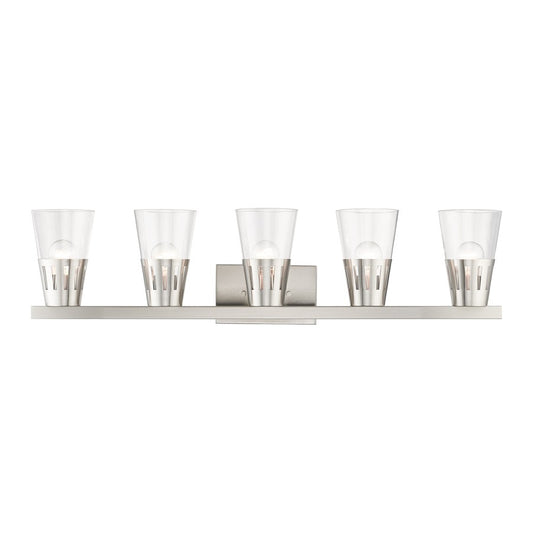 Livex Bennington 5 Light Large Vanity, Nickel/Clear