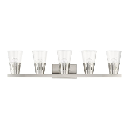 Livex Bennington 5 Light Large Vanity, Nickel/Clear