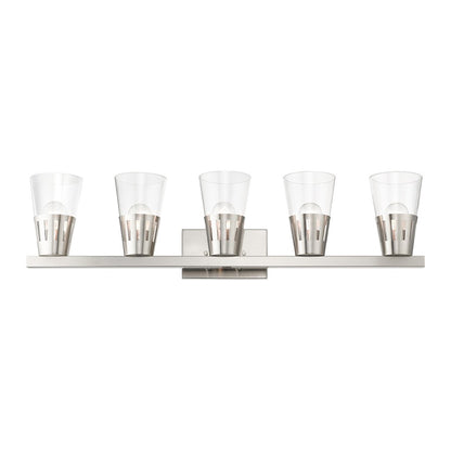 Livex Bennington 5 Light Large Vanity, Nickel/Clear