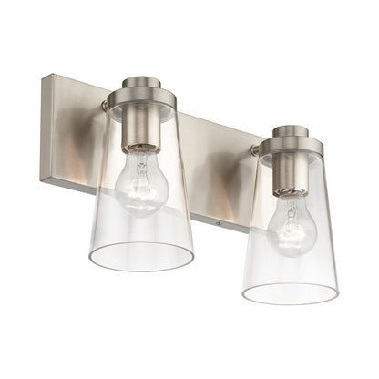 Livex Cityview 2 Light Vanity Sconce, Brushed Nickel/Clear
