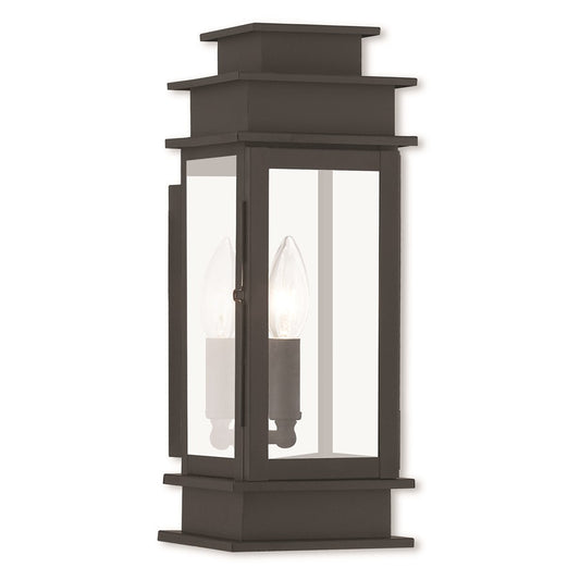 Livex Lighting Princeton 14in 1-Light Outdoor Wall Lantern | Traditional Black and Clear Glass | Entryway & Porch | 5.25 x 14 in | Model 2013-04
