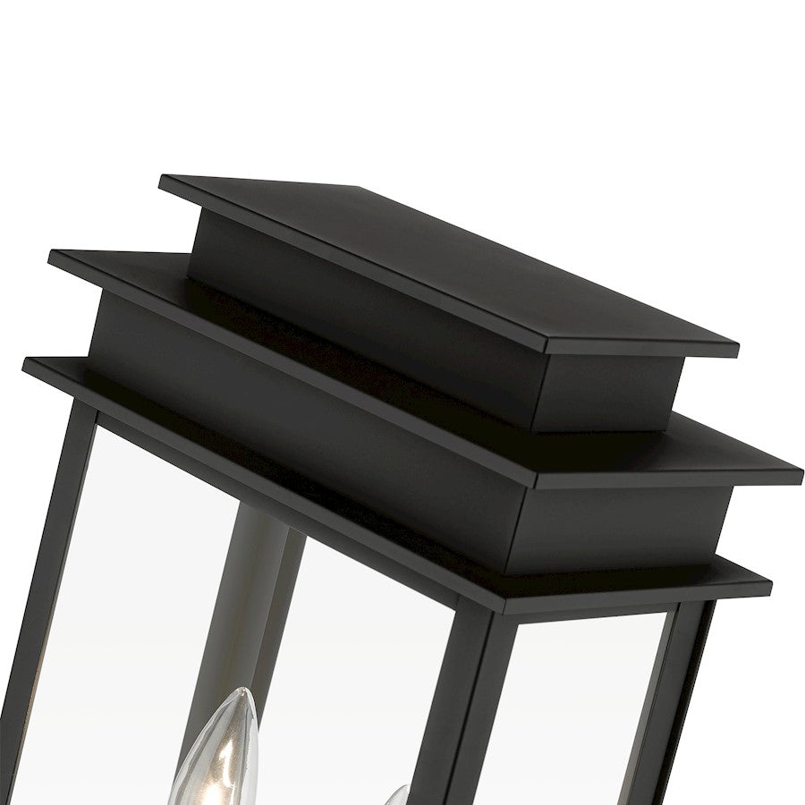 Livex Princeton 2 Light Outdoor Large Post Lantern, Black/Chrome/Clear