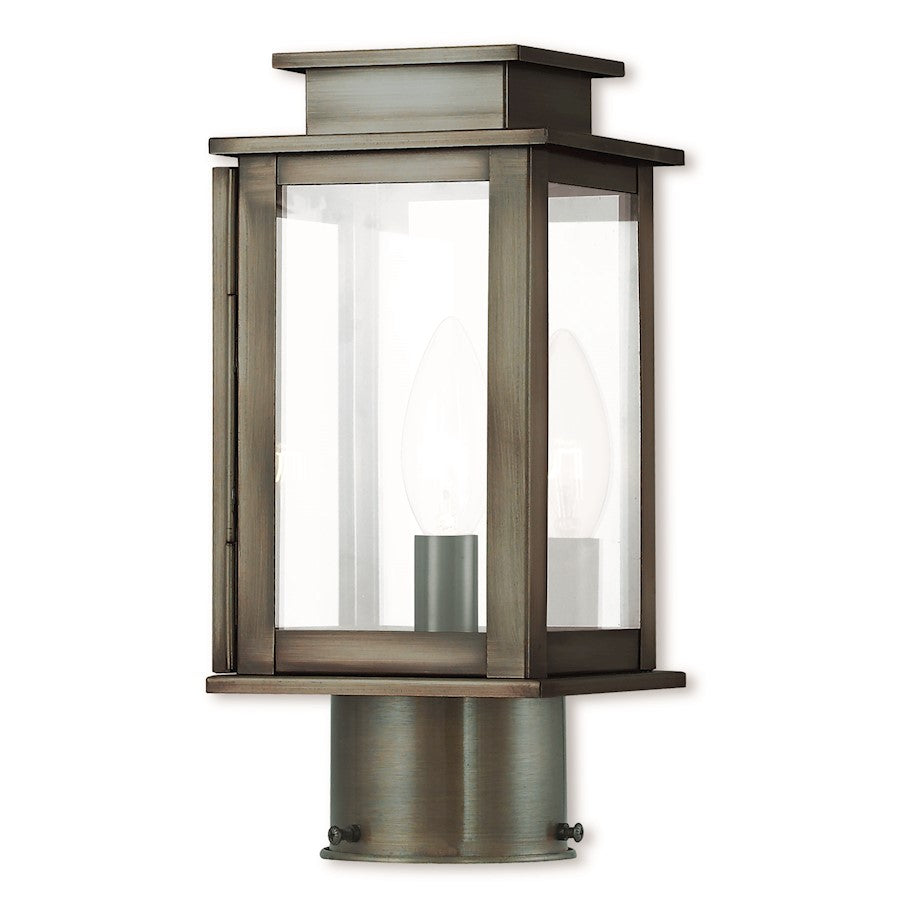 Livex Princeton 1 Light Outdoor Post Top Lantern, Pewter/Clear