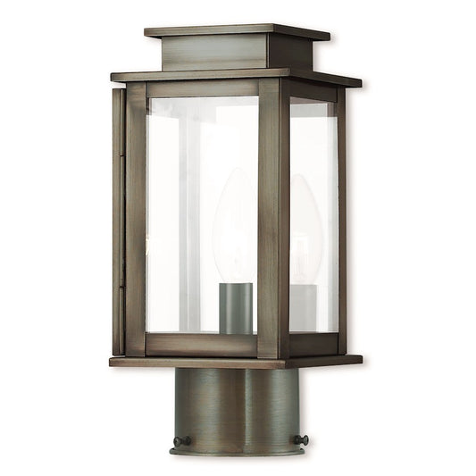 Livex Princeton 1 Light Outdoor Post Top Lantern, Pewter/Clear