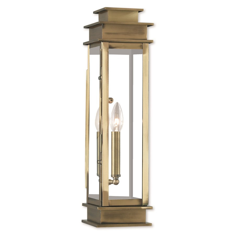 Livex Lighting Princeton 1 Light Wall Lantern, Antique Brass