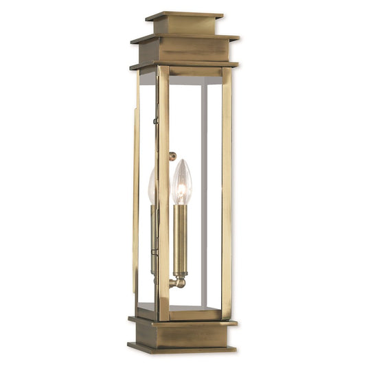 Livex Lighting Princeton 1 Light Wall Lantern, Antique Brass