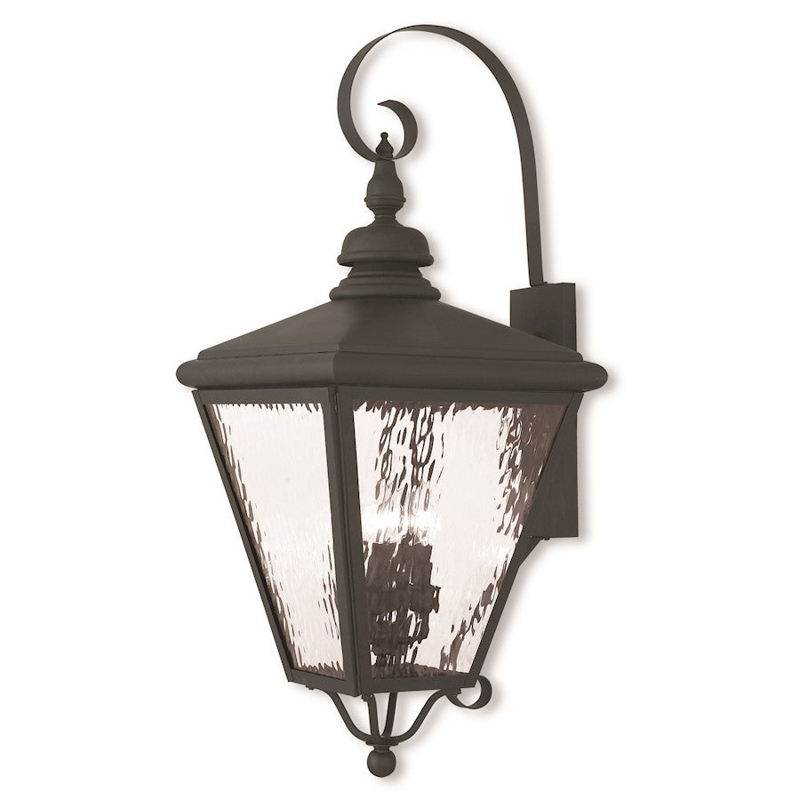 Livex Cambridge 4 Light Outdoor Wall Lantern, Black/Clear Water Glass